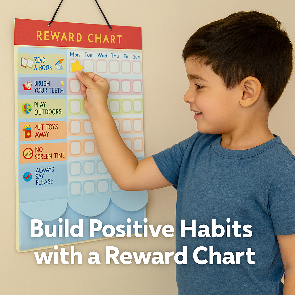 TaskStars™ – Customizable Reward Chart to Build Good Habits & Motivation | Includes 26+ Task Cards, Stars & Reusable Board | Ideal for Kids Aged 3–10 & Parents