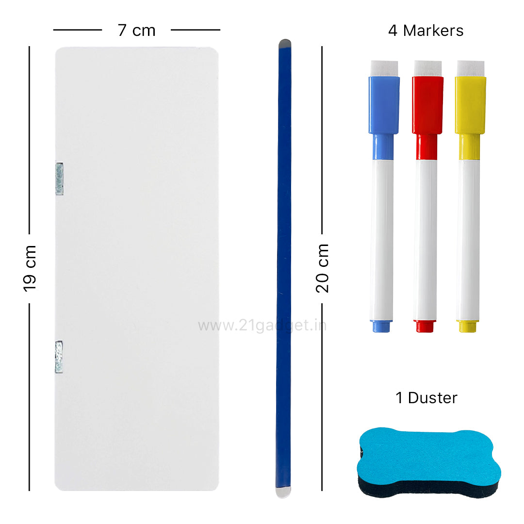 Magnetic Task Board - Reusable Whiteboard for Desk & Office with 3 Dry markers + 1 Duster | 1 Adhesive Strip