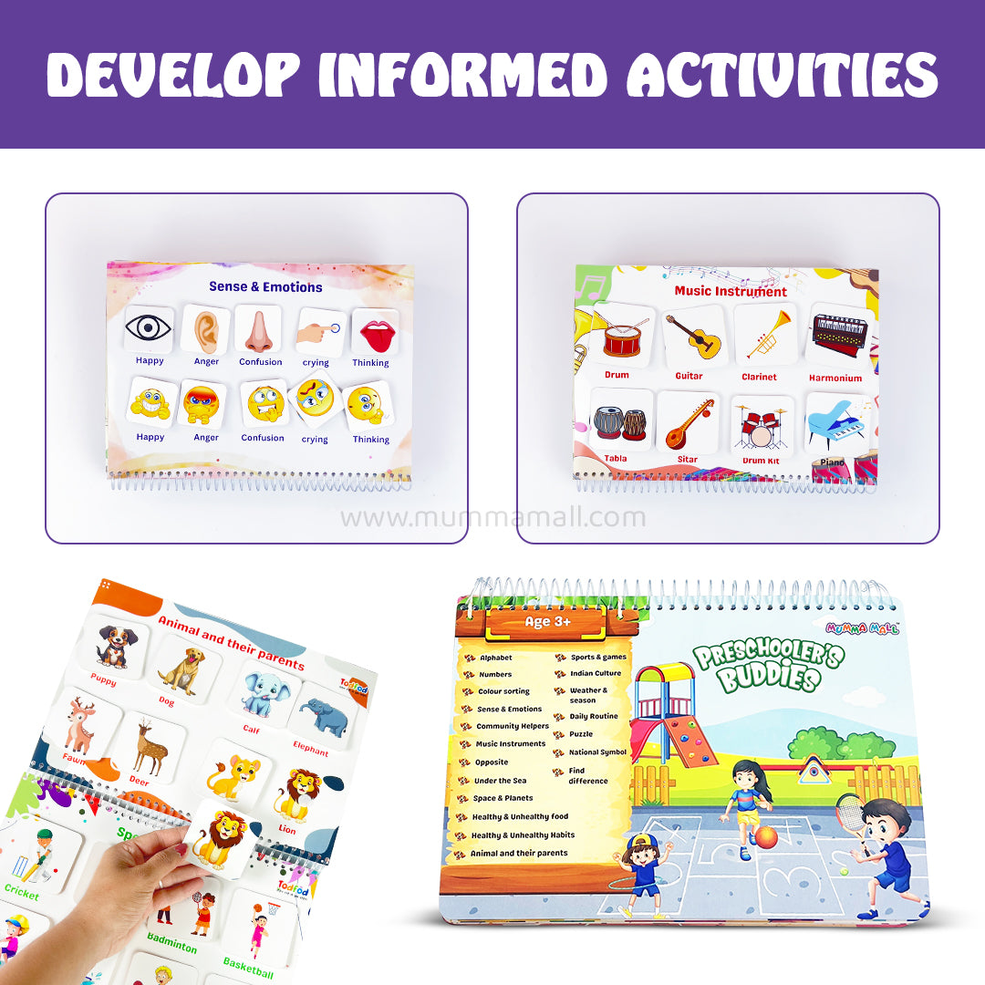 Toddler's Taste & Preschooler's Buddies All in one Learning Activity Book with Reusable Stickers + FREE Learning 2000+ pages PDF worksheet for kids📚