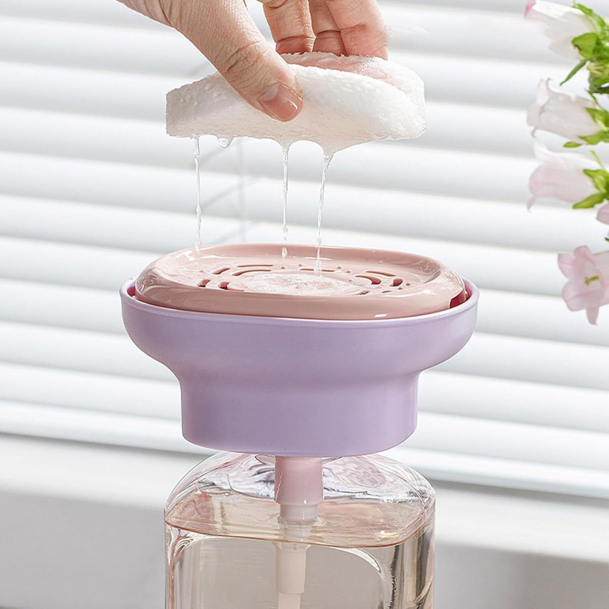 🥇 Dispensio One™ 2-in-1 sponge Kit, Kitchen Dish Soap Pump with Sponge Holder