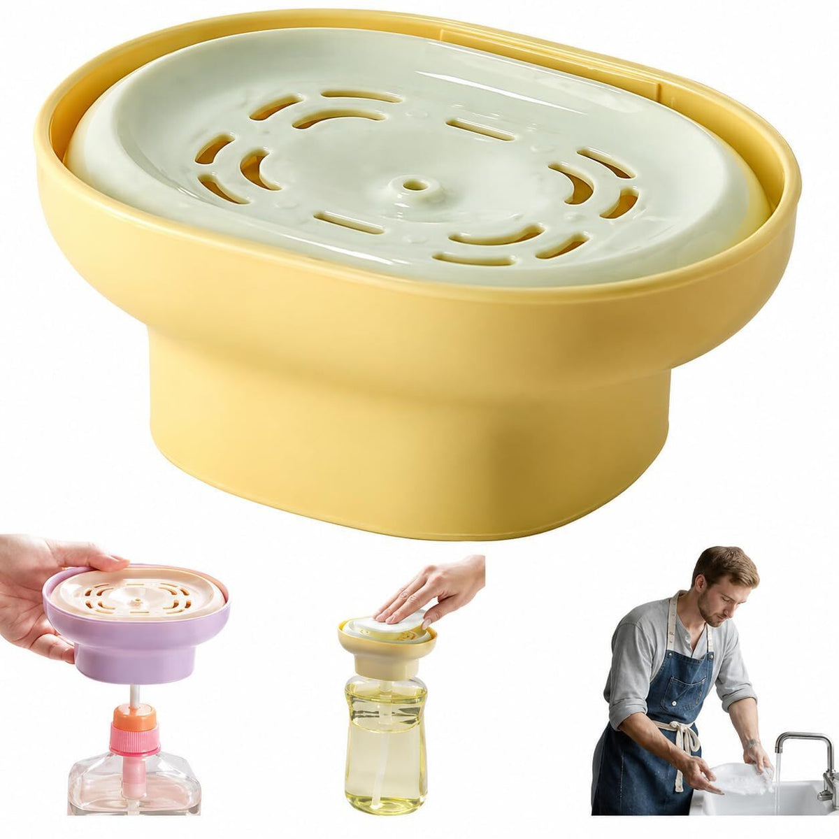 🥇 Dispensio One™ 2-in-1 sponge Kit, Kitchen Dish Soap Pump with Sponge Holder