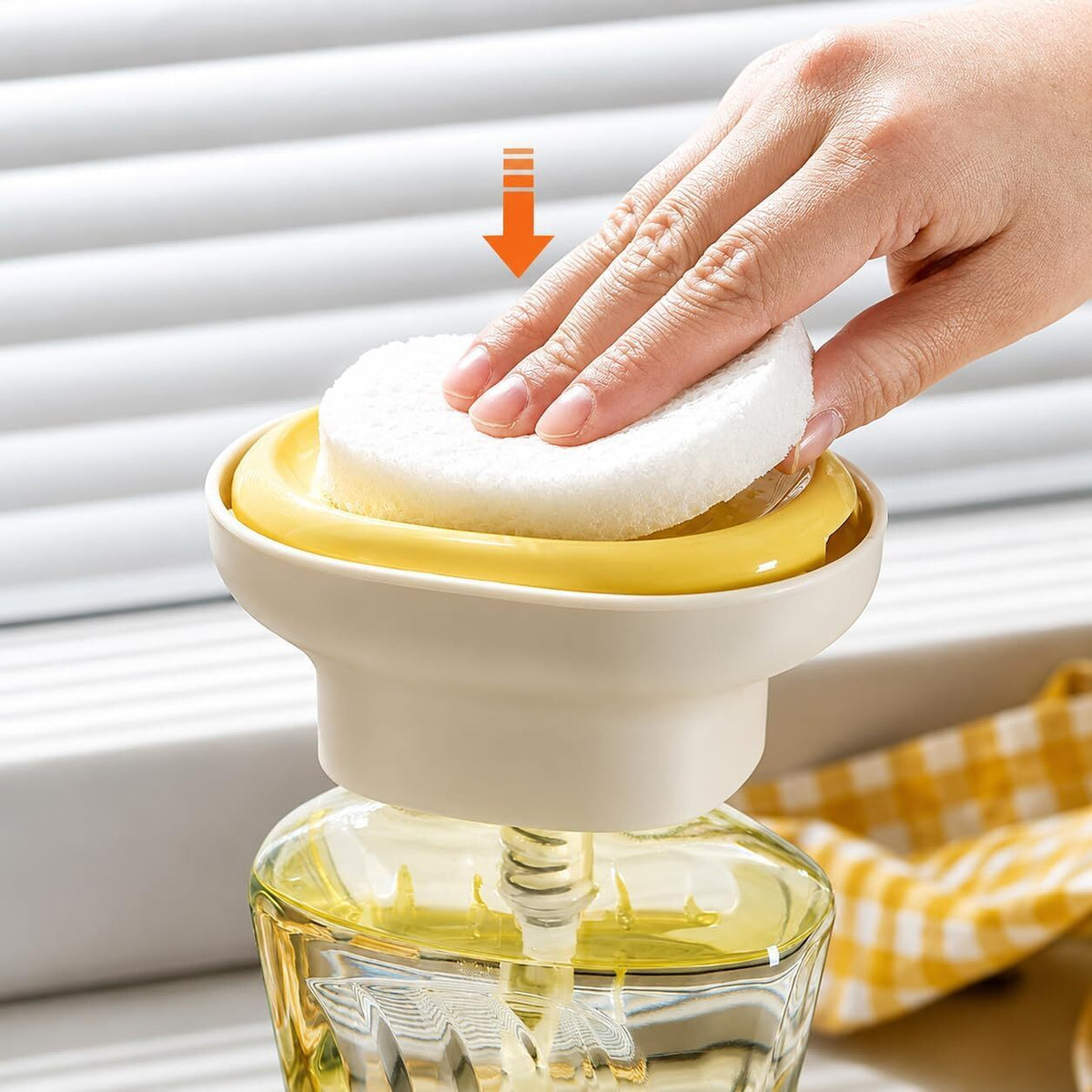 🥇 Dispensio One™ 2-in-1 sponge Kit, Kitchen Dish Soap Pump with Sponge Holder