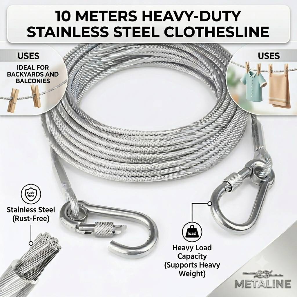🔥 ✨ SteelDry Pro™ – Heavy Duty Stainless Steel Clothes Drying Rope