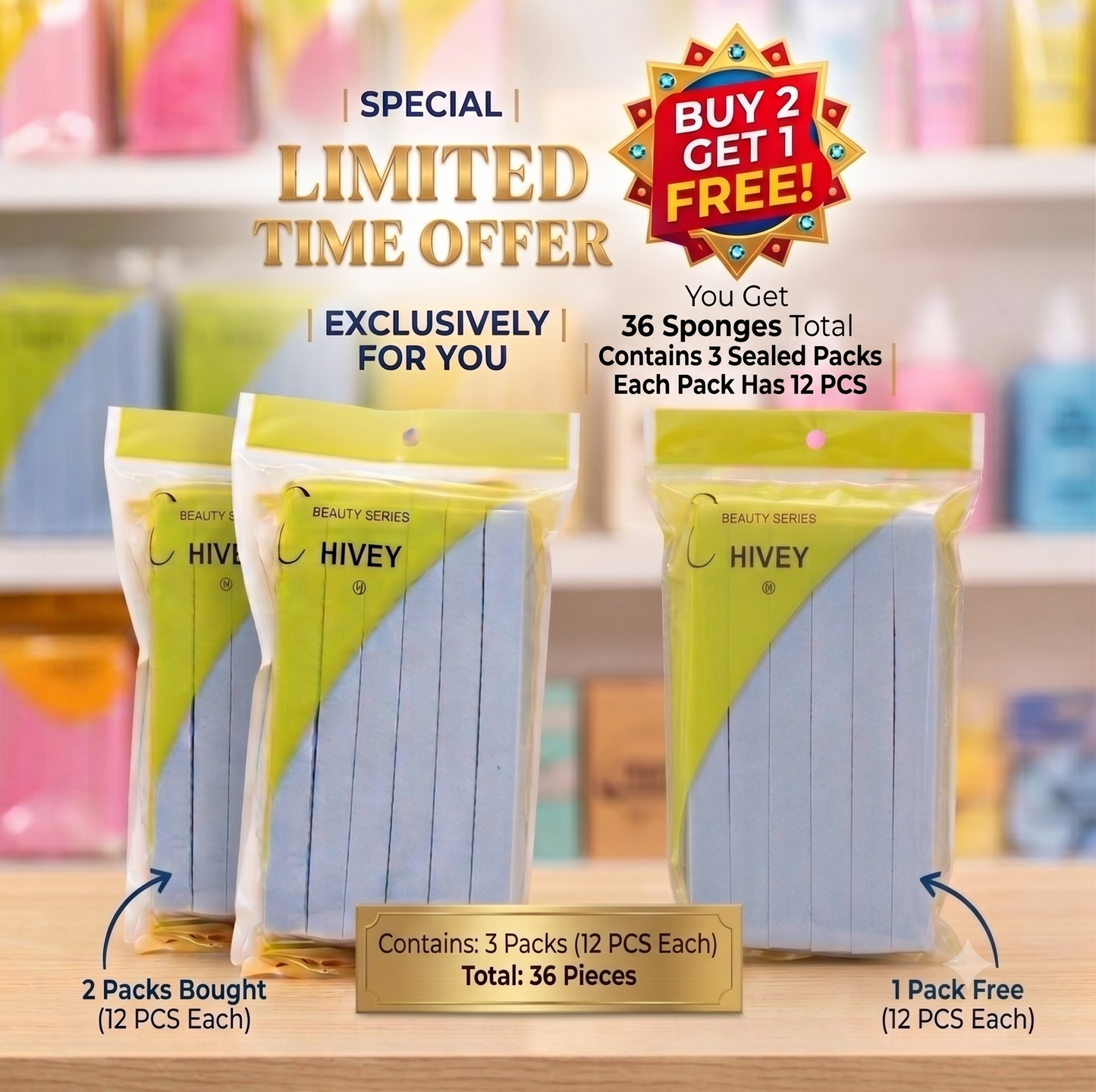 🌊 AquaSoft Makeup Remover Sponge ✨ BUY 2 GET 1 FREE 🎁 (pack of 3 packet)
