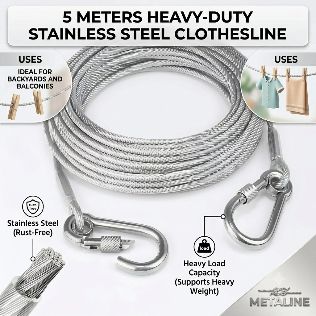 🔥 ✨ SteelDry Pro™ – Heavy Duty Stainless Steel Clothes Drying Rope