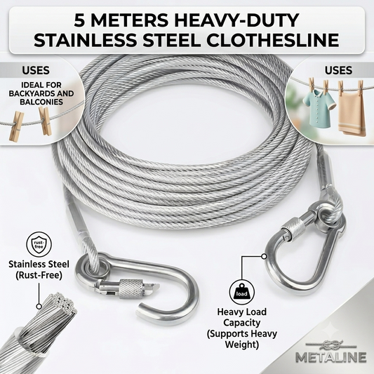 🔥 ✨ SteelDry Pro™ – Heavy Duty Stainless Steel Clothes Drying Rope
