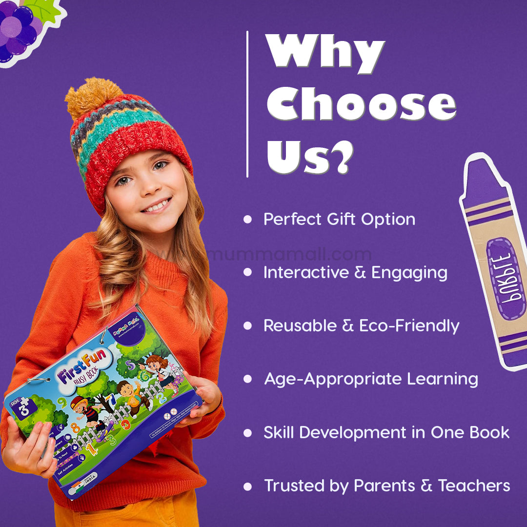 First Fun Busy Book – Screen-Free Educational Activity Book for Kids Age 2–5 | Develop Focus, Problem-Solving & Early Learning Skills