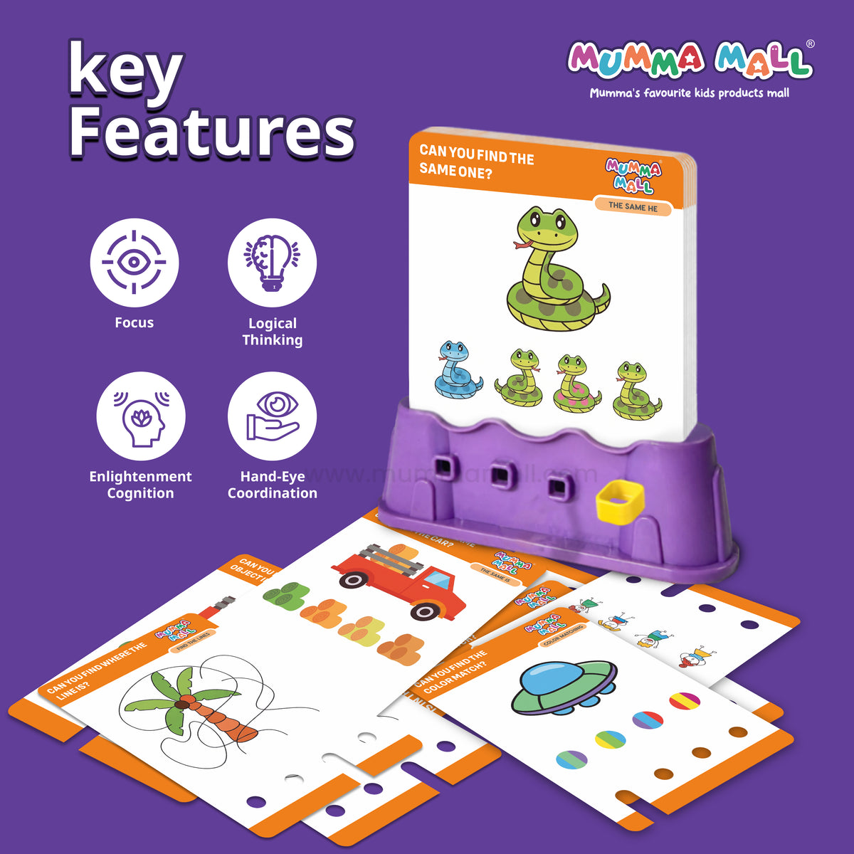 🔑 Little Detective – Find the Match & Unlock the Answer | Kids’ Logic Game with 72 Challenge Cards + 1 Key +  Stand - 1