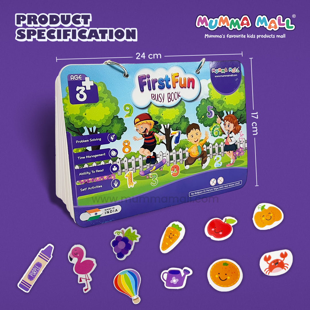 First Fun Busy Book – Screen-Free Educational Activity Book for Kids Age 2–5 | Develop Focus, Problem-Solving & Early Learning Skills