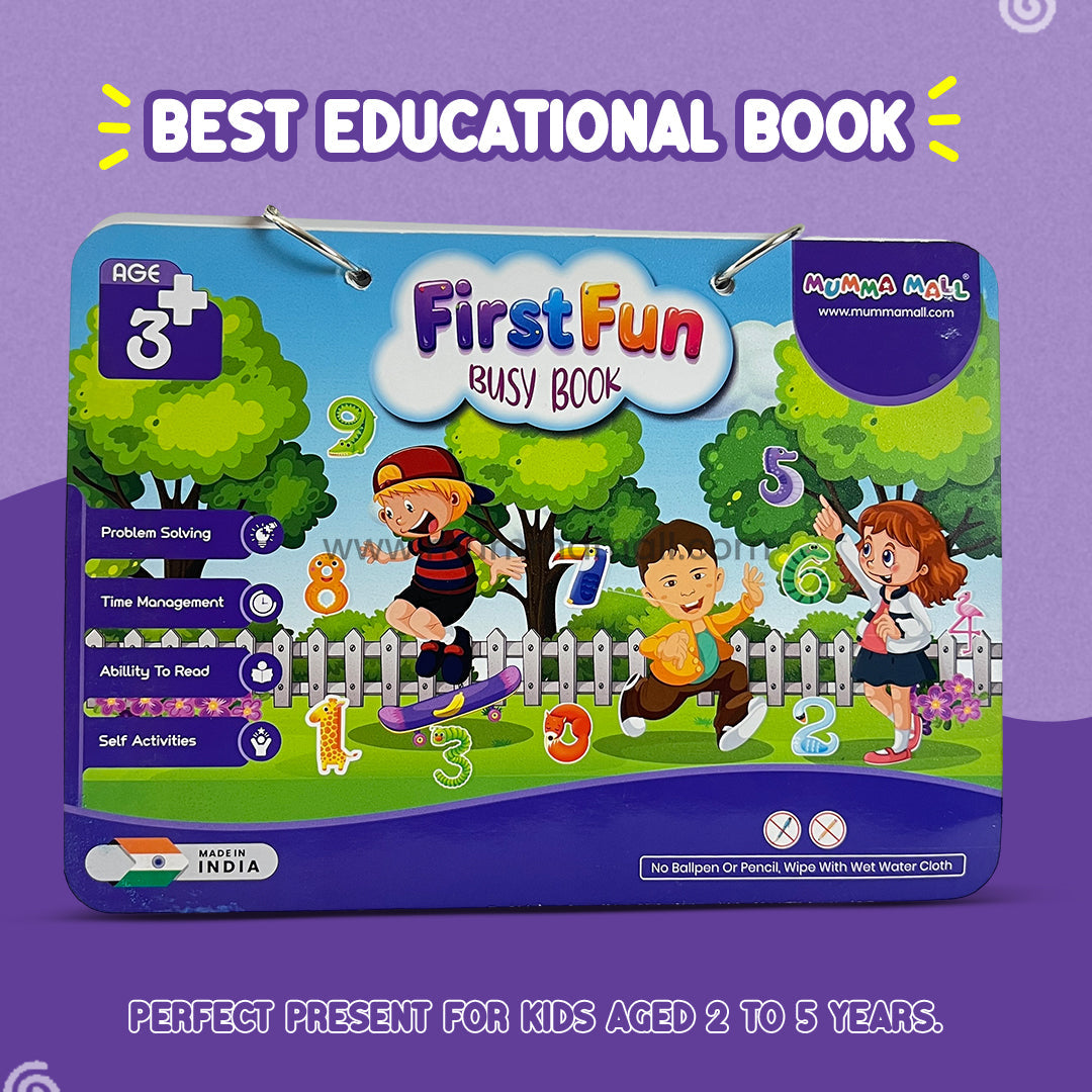First Fun Busy Book – Screen-Free Educational Activity Book for Kids Age 2–5 | Develop Focus, Problem-Solving & Early Learning Skills