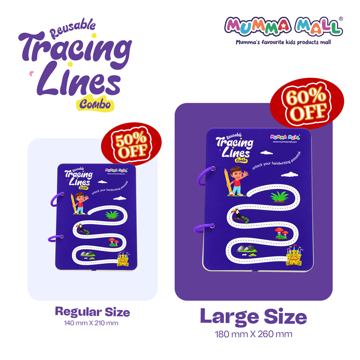 Special - 68 Pages Reusable Tracing Line book to improve HAND WRITING For 2+ Years kids + (FREE Learning 2000+ pages PDF worksheet for kids📚)