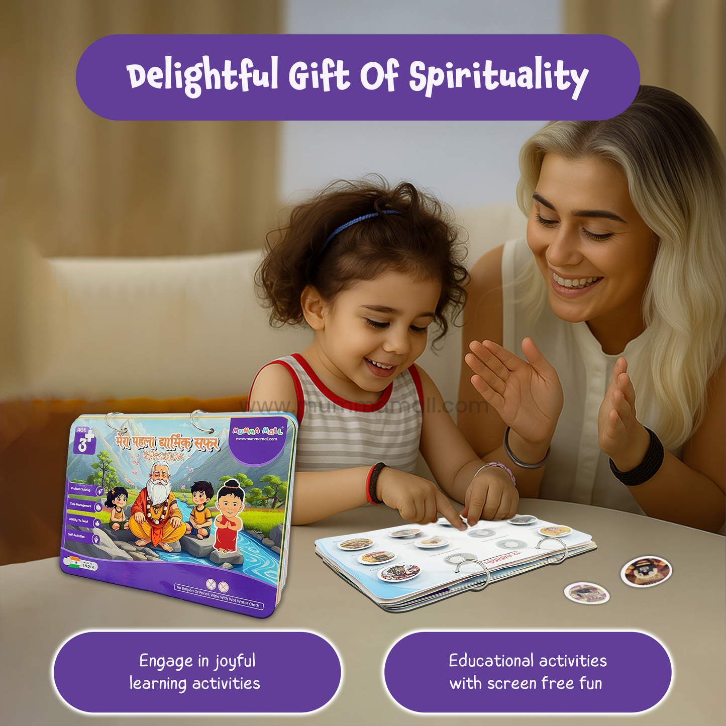 Mera Pehla Dharmik Safar – Interactive Busy Book for Kids to Learn Hindu Culture, Gods & Festivals (Screen-Free Learning)