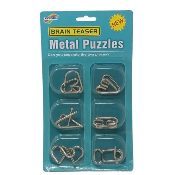 ⭐Intelligence Educational Metal IQ Puzzle (Blue) for Adults & Children (6 PCS)