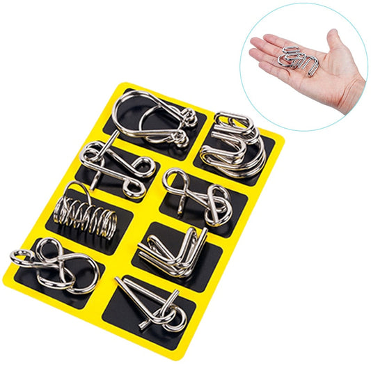 IQ Brain Teaser Metal Mind Puzzle Game Educational Toy for Kids & Adults (8 pieces)