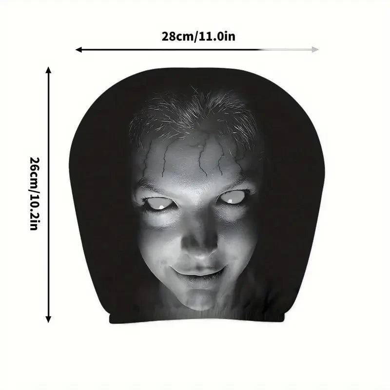2Pcs Halloween Horror Face Printing Car Headrest Covers Universal Elastic Car Seat Headrest Cover