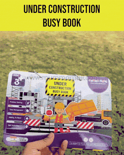 Under Construction Busy Book – Velcro Binder for Kids (3+) with construction vehicles, shapes, numbers, and problem-solving to boost motor skills & cognitive development