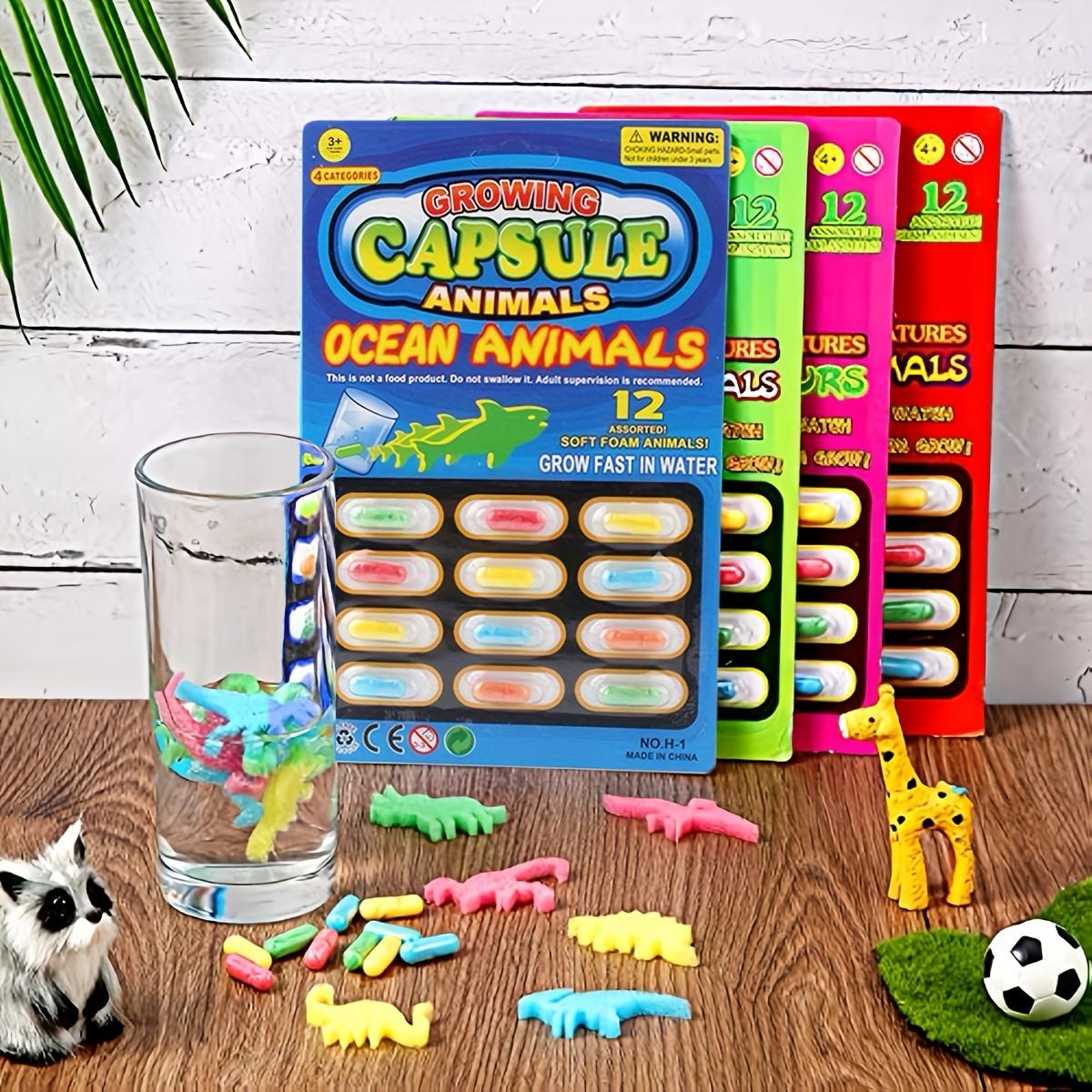 Creative Growing Magic Capsule Baby Cognition Toys Early Educational Kids Cartoon DIY Din osaur Sea Animal Puzzle Bath Toy Gifts (Pack of 4)