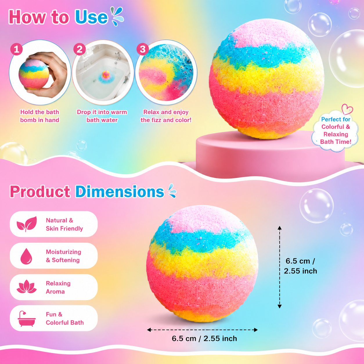 12 Pcs Kids Bath Bombs Set with Surprise Toys – Colorful Fizzy Bubble Bath Bombs for Boys & Girls
