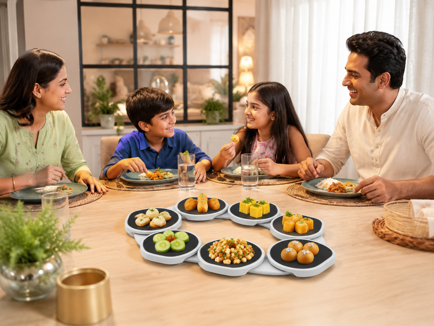 360° Rotating Lazy Susan Turntable for Dining & Kitchen Tables – Extendable Food Serving Tray for Long, Round & Oblong Tables