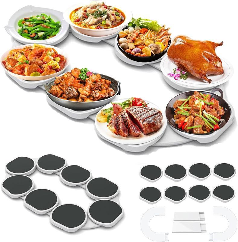 360° Rotating Lazy Susan Turntable for Dining & Kitchen Tables – Extendable Food Serving Tray for Long, Round & Oblong Tables