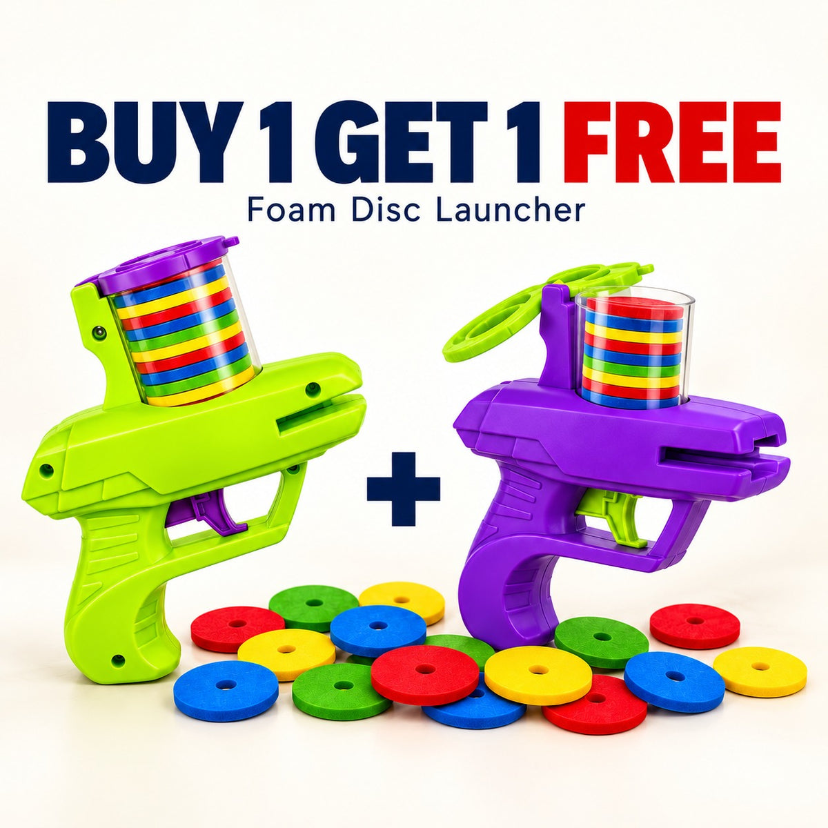 Long Range Foam Disc Launcher Shooting Toy for Kids - Buy 1 Get 1 FREE