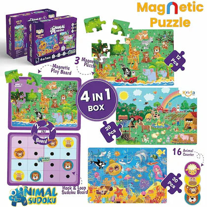 4 in 1  Animal Magnetic Puzzle & Sudoku