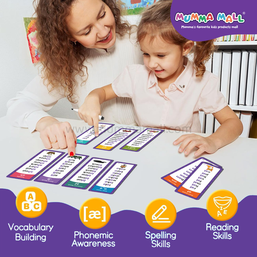 Educational Phonics Words English 60 Flashcards for Kids Ages (3-8) Ideal for Homeschooling, Montessori & Classroom Activities