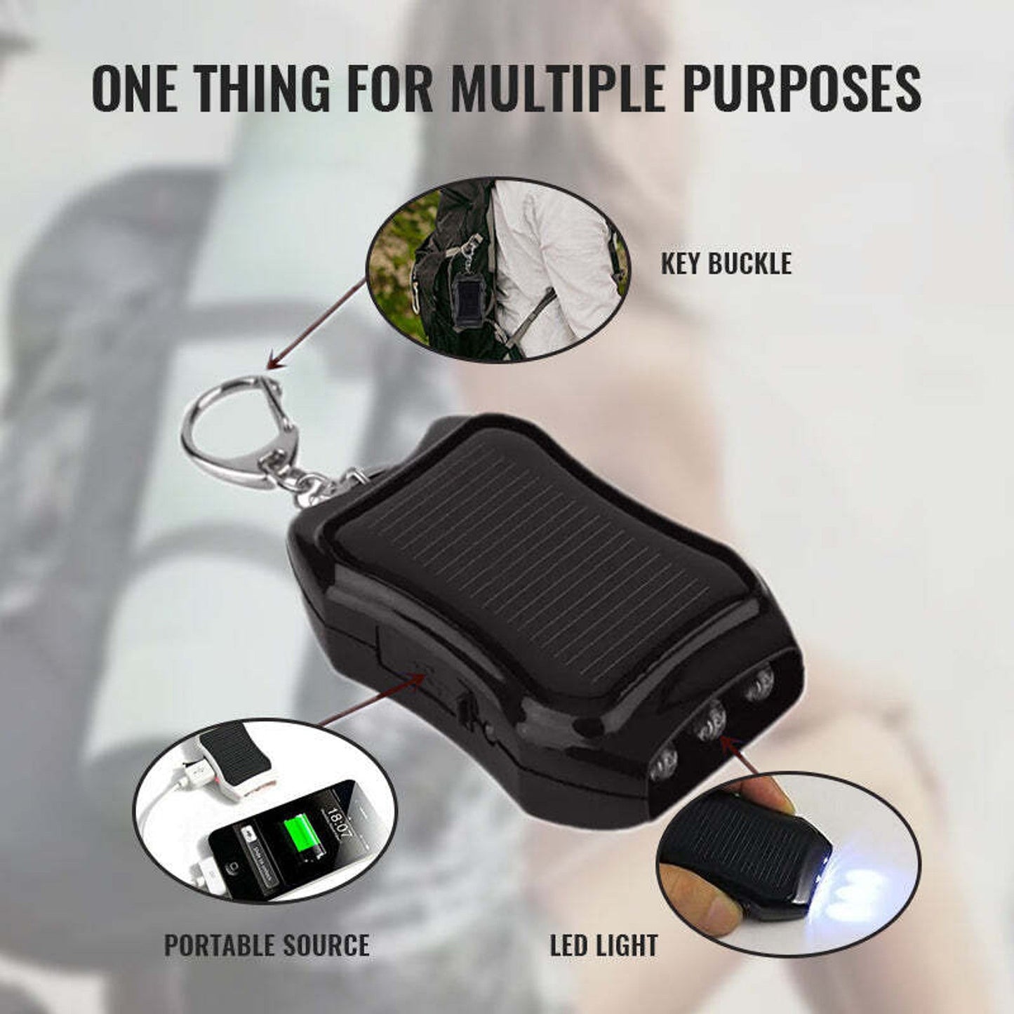 Solar Keychain Flashlight Solar Charger Mobile Power Supply Energy Saving Charger/Battery Power Bank for Cellphone