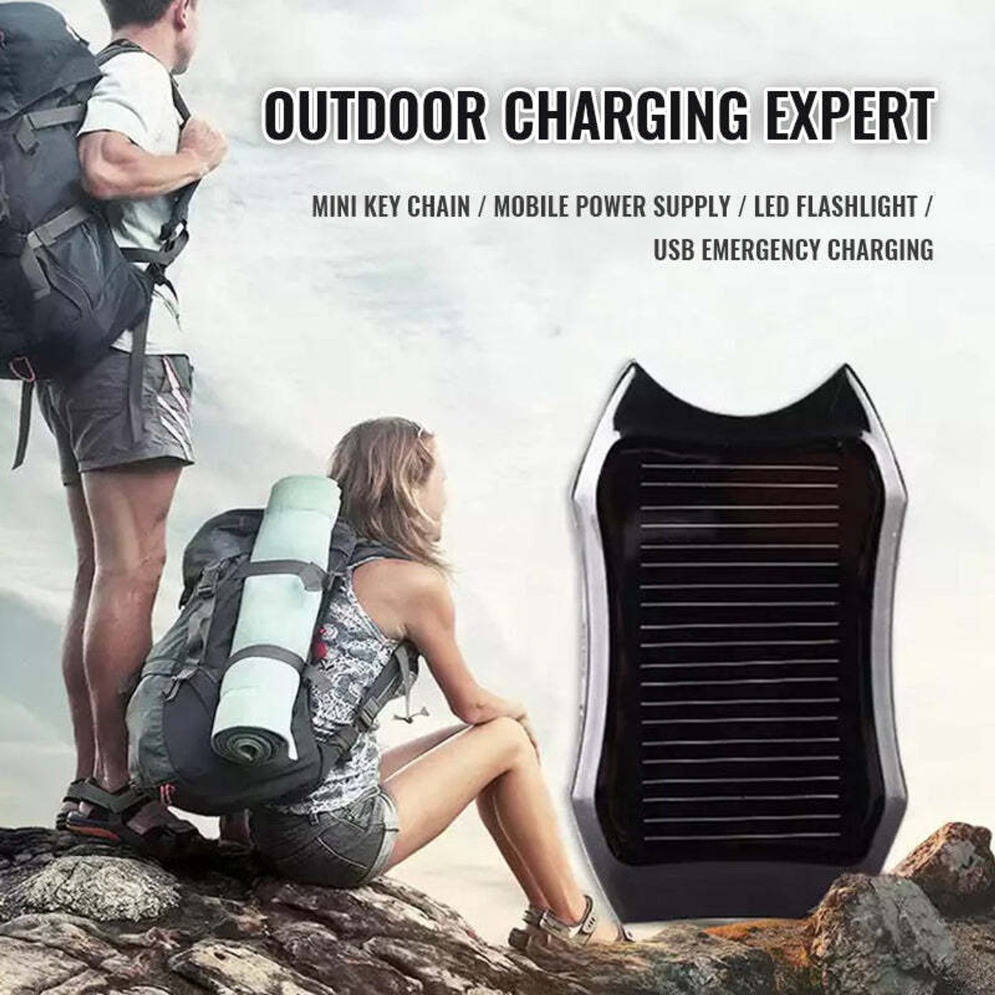 Solar Keychain Flashlight Solar Charger Mobile Power Supply Energy Saving Charger/Battery Power Bank for Cellphone