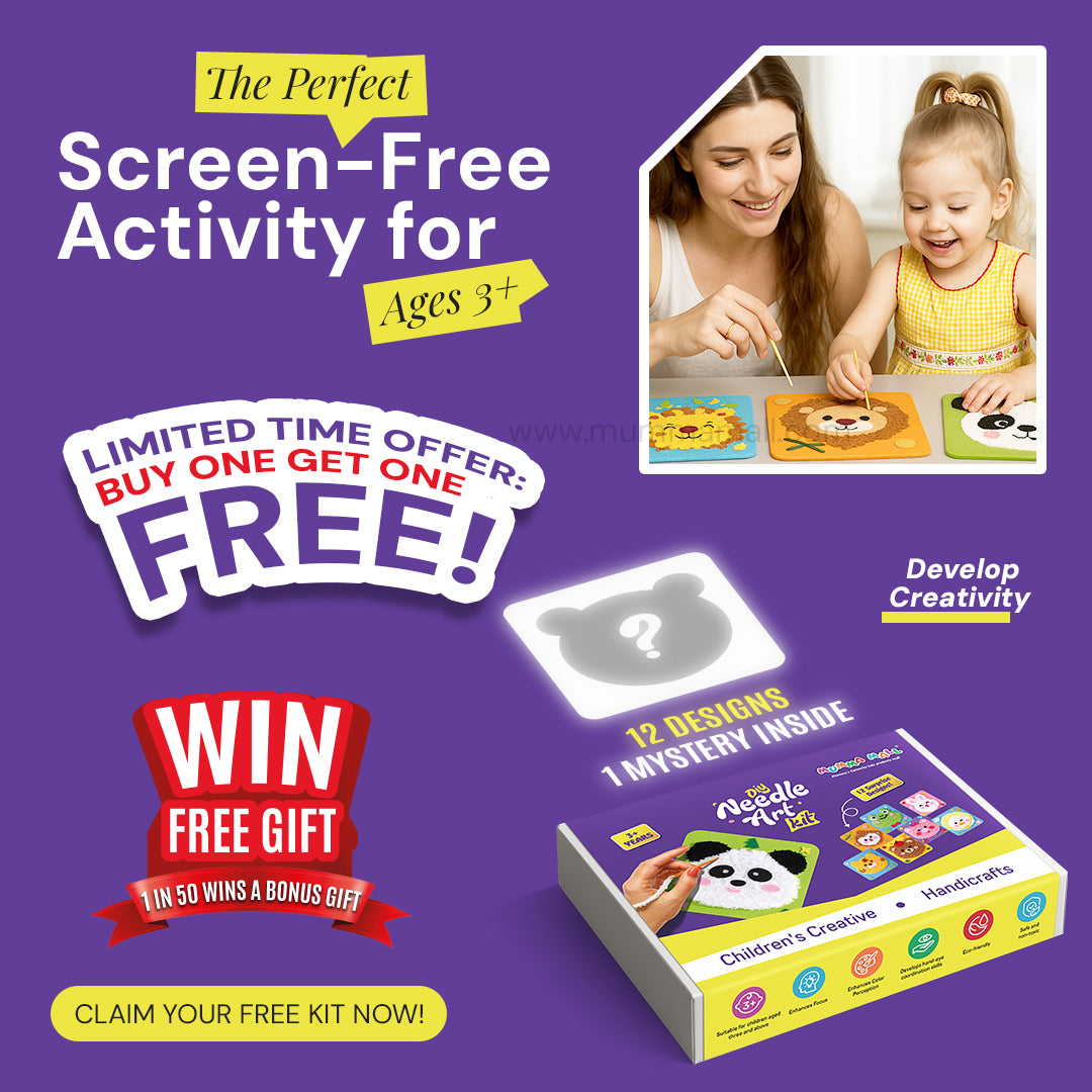 Needle Art Kit – DIY Creative Craft Set for Kids (Ages 3+) | Boosts Creativity, Focus & Hand-Eye Coordination (Buy 1 Get 1 FREE)
