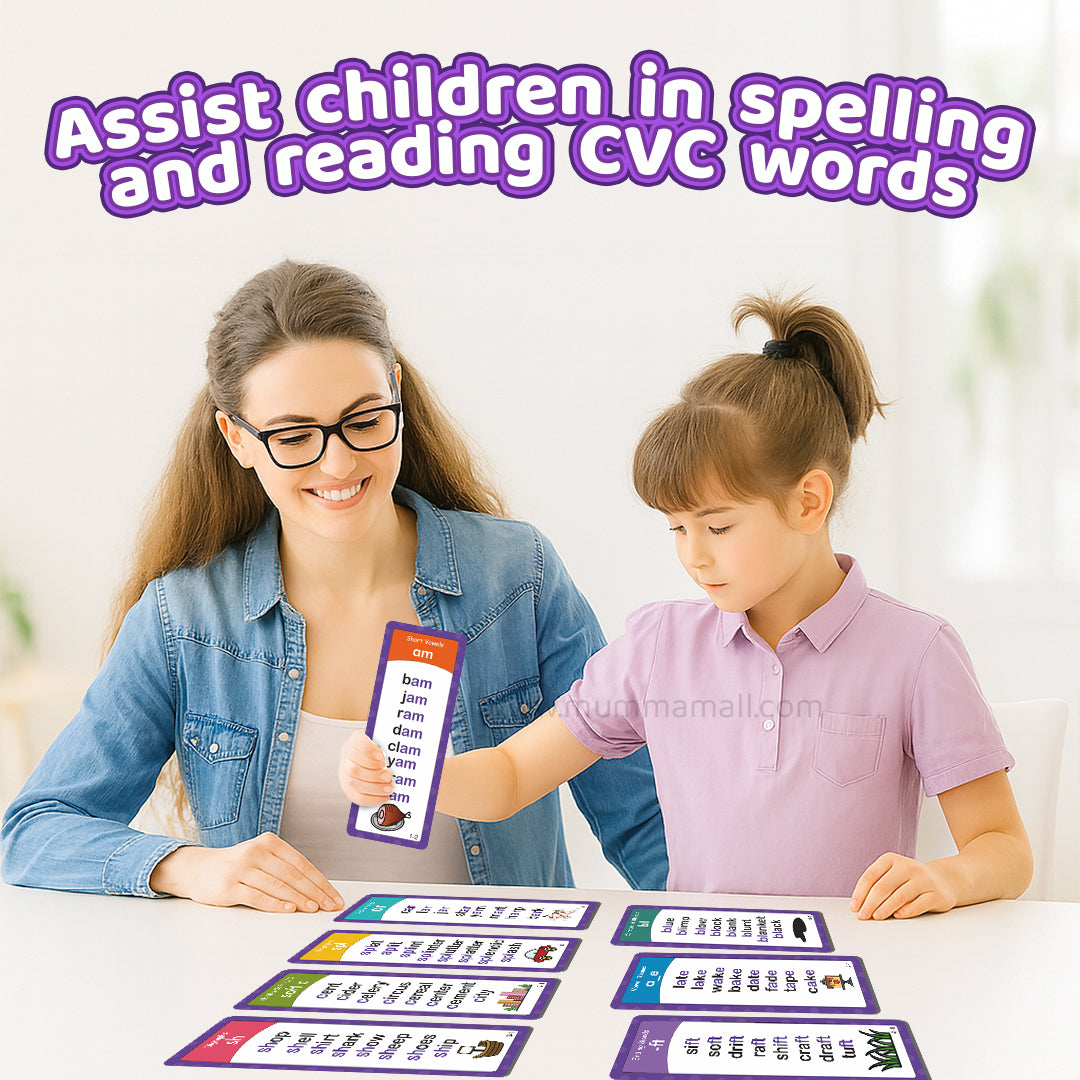 Educational Phonics Words English 60 Flashcards for Kids Ages (3-8) Ideal for Homeschooling, Montessori & Classroom Activities