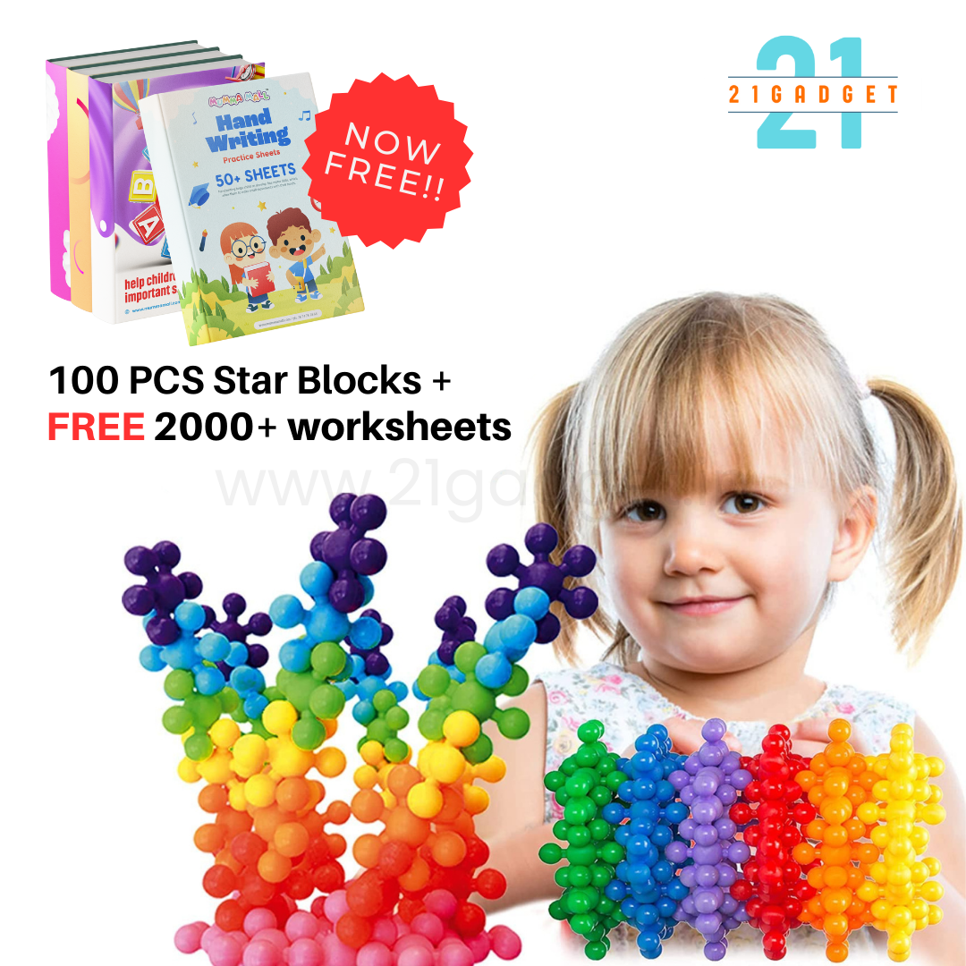 Educational Star Block For Kids Development | 100% Safe Material + FREE 2000+ Pages PDF Worksheet For Kids