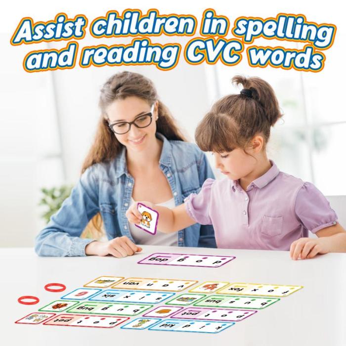Mumma Mall™ Educational Phonics Words English 60 Flashcards for Kids Ages (3-8) Ideal for Homeschooling, Montessori & Classroom Activities