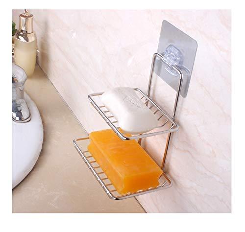 Wall Mounted Double Layered  Stainless Steel Soaps Storage Rack