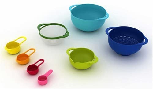 Plastic Bowls, Colander & Measuring Cups & Spoon (Set of 8)