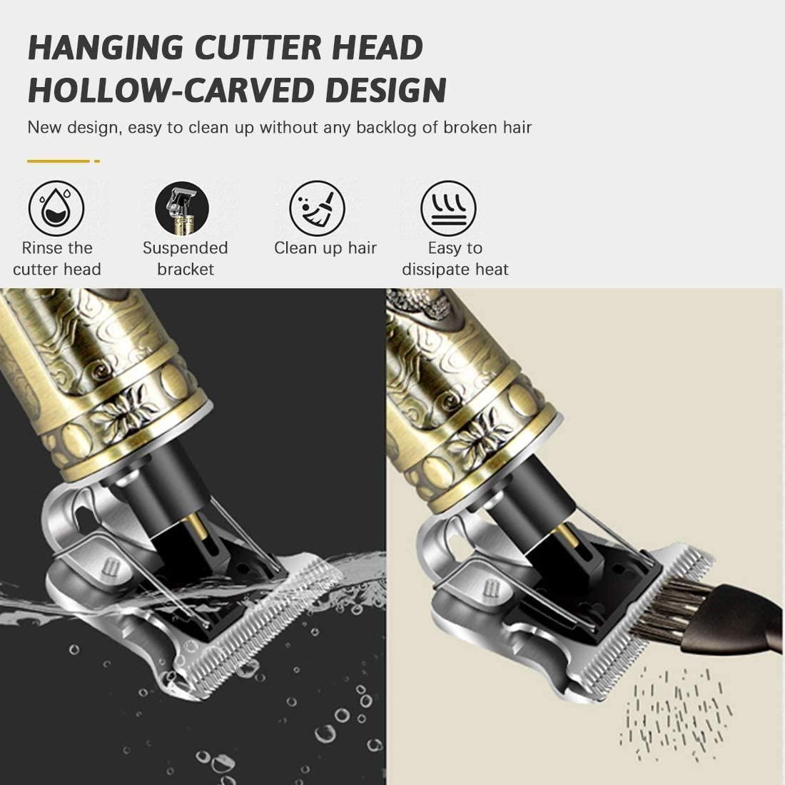 Hair Clippers for Men,Electric Pro Li Outliner Grooming Zero Gapped Baldheaded Hair Clippers Rechargeable Cordless Close Cutting T-Blade Trimmer for Men (Gold)