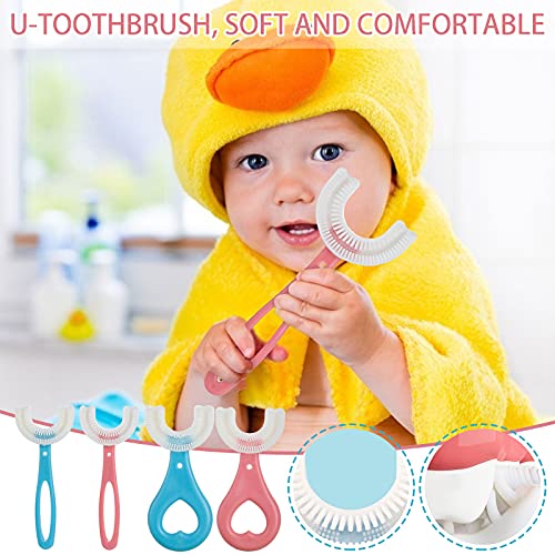 Kids U Shaped Toothbrush with Silicone Bristles Massage Toddler Toothbrush, 360° All-Round Oral Cleaning Tooth Brush U-Shaped Training Toothbrushes for Kids Childrens