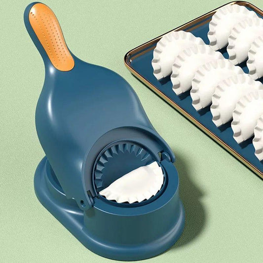 2 in 1 Dumpling Maker Machine for Momos, Gujiya, Modak & Ghughra | Manual Hand Press Puri Skin Mould | BPA Free Plastic Kitchen Tool
