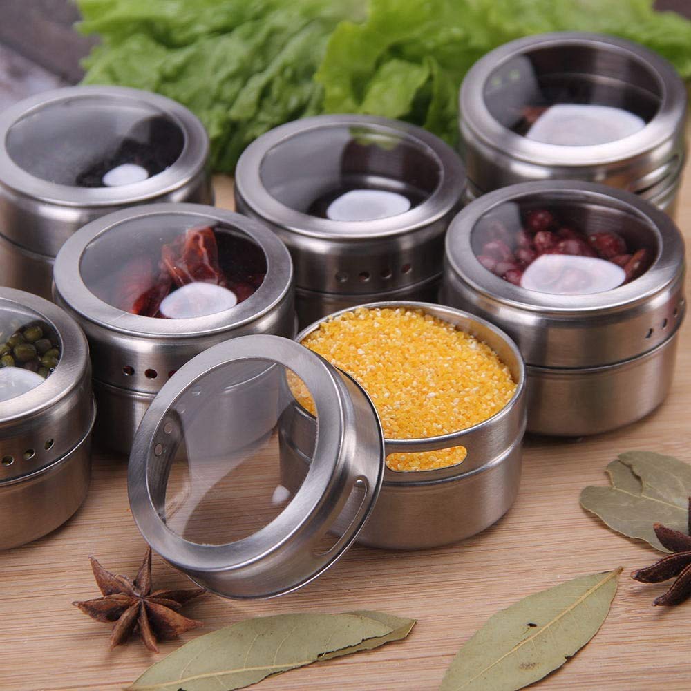 Magnetic Stainless Steel Spice Rack (Set of 6)