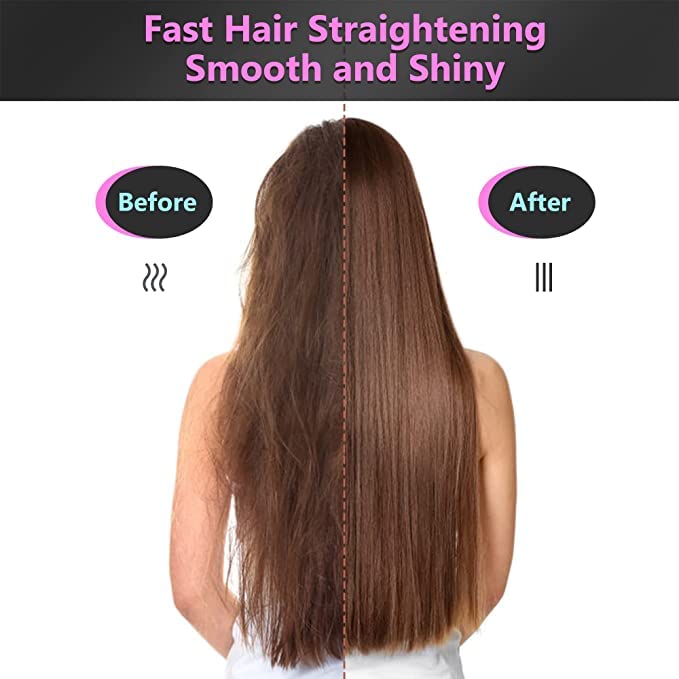 Hair Straightener Brush, Hair Straightening Iron Built with Comb, Fast Heating & 5 Temp Settings & Anti-Scald, Perfect for Professional Salon at Home Hair Styler (Multicolor)