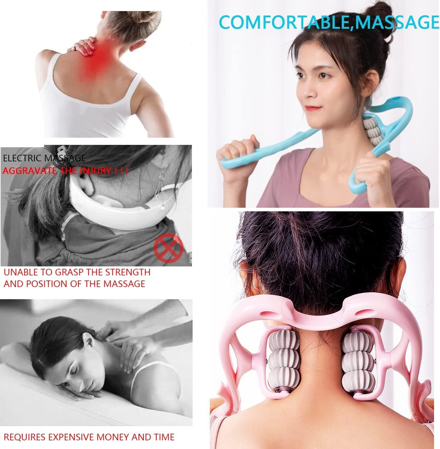 Acupressure Neck & Shoulder Massager with 6 Wheels Dual Pressure Point Cervical Neck Massager