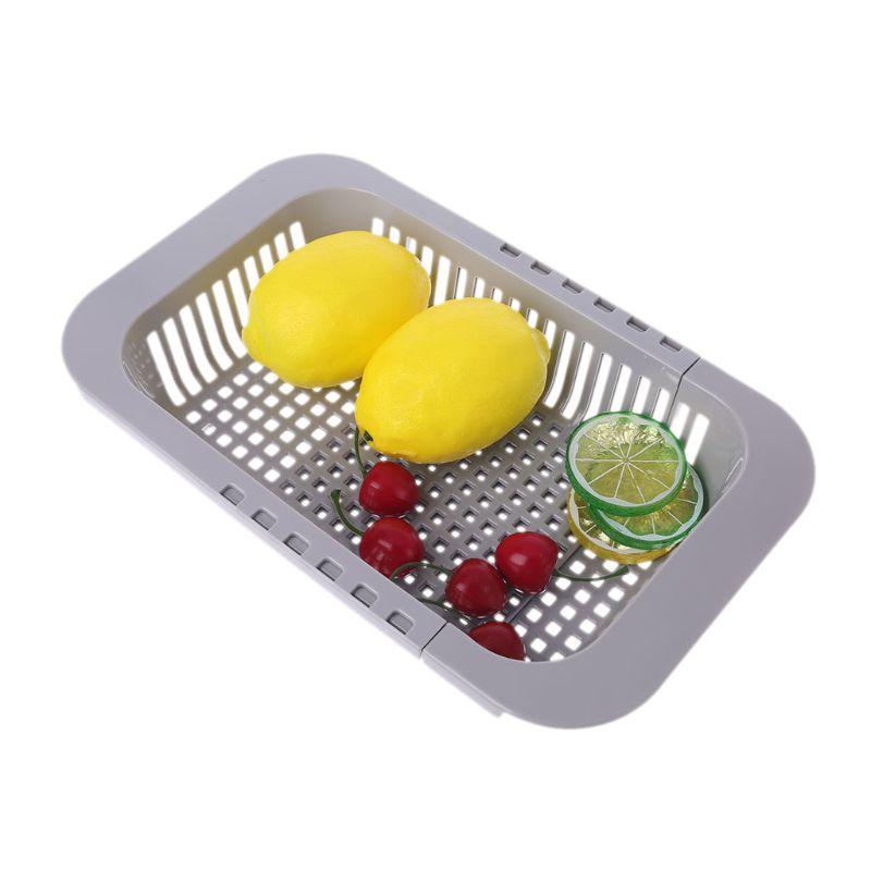 Kitchen Colander Fruit Vegetable Washing Basket Foldable Strainer Collapsible Drainer Sink Adjustable Tool