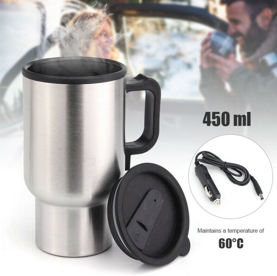 TravelHeat™ Electric Kettle Mug | Portable Water Heater Mug for Travel | Stainless Steel Electric Heating Cup | Mini Travel Kettle for Tea Coffee